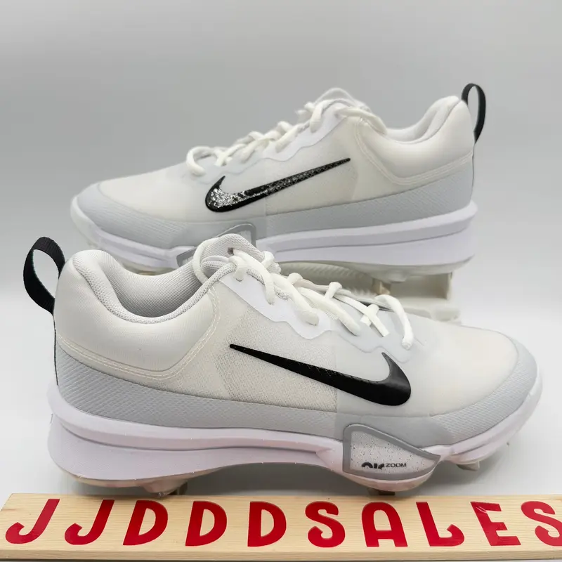 Nike Force Zoom Trout 9 Metal Baseball Cleats White Black FB2907-100 Mens Sz 8.5  New