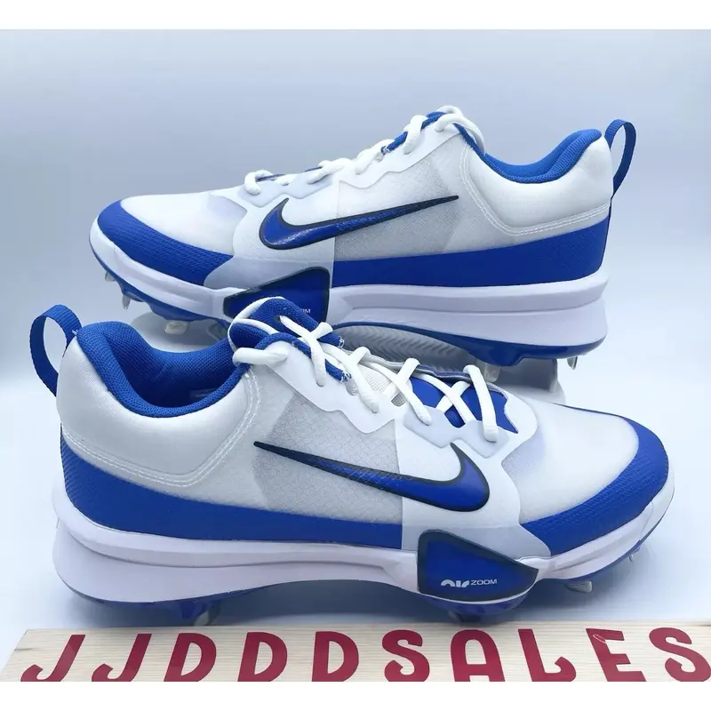 Nike Force Zoom Trout 9 White Royal Metal Baseball Cleats FB2907-101 Mens Sz 7.5