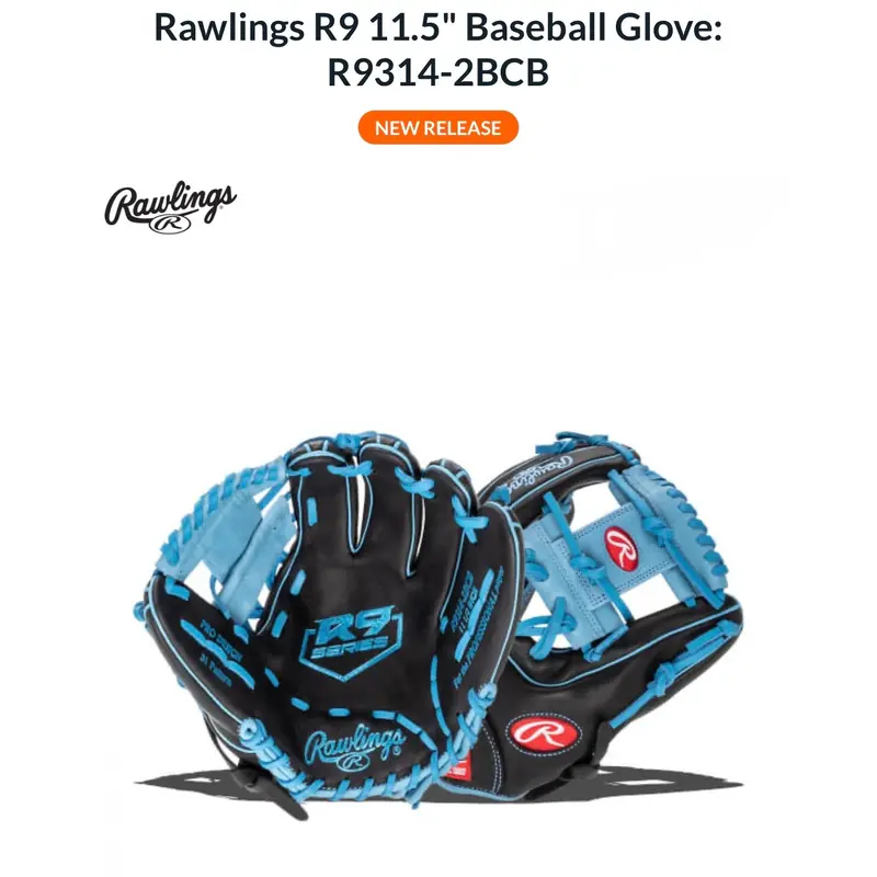 RH Throw Rawlings R9 Baseball Glove 11.5" (New)