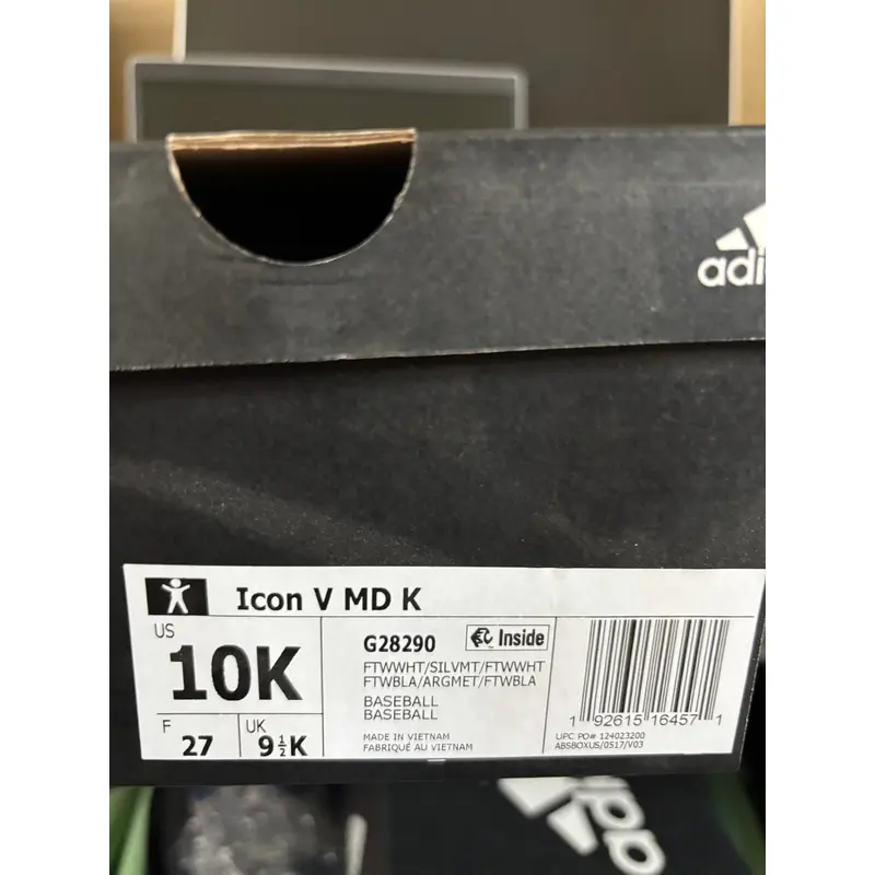 White Kid's 10K (Toddler) Youth Adidas Low Top Icon Molded Cleats (New)