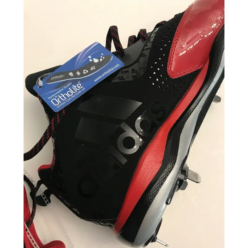 ADIDAS Men's Power Alley 4 Baseball Black Red Metal (US Size 13) Cleats