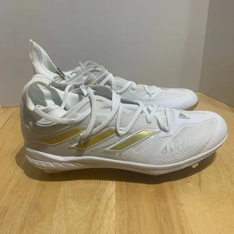 Adidas ADIZERO AFTERBURNER Baseball Metal Gold White Cleats Men's Size 14 GZ4581