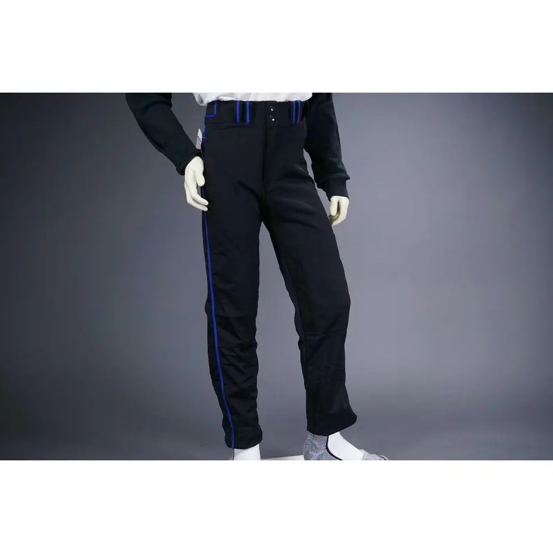 COMBAT PIPED STOCK OPEN BOTTOM BASEBALL/SOFTBALL PANTS, BLACK/BLUE ~ ADULT SMALL