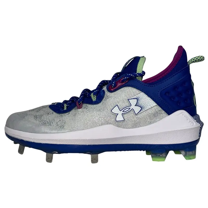 Under Armour Harper 8 Low ST Womens 6.5 Gray & Blue Baseball Cleats Metal Athletic
