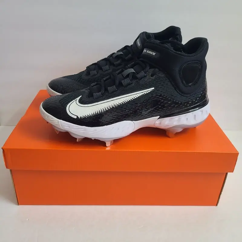 Nike Alpha Huarache Elite 4 Mid Baseball Cleats DJ6520-001 Size 9.5 Black