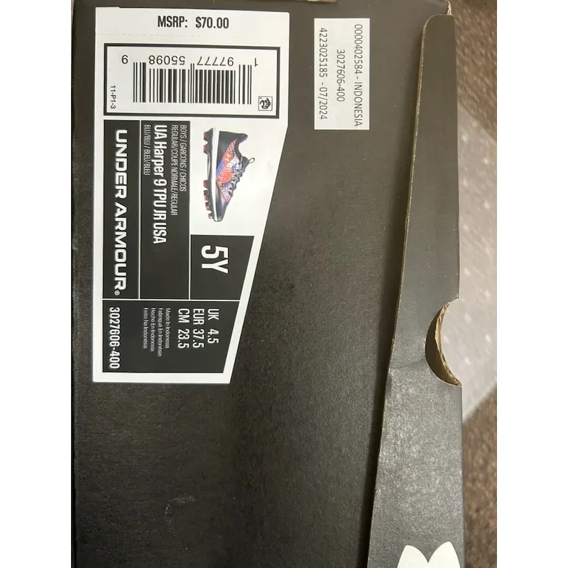Blue Kid's Youth Under Armour Low Top Harper 9 Molded Cleats (New)