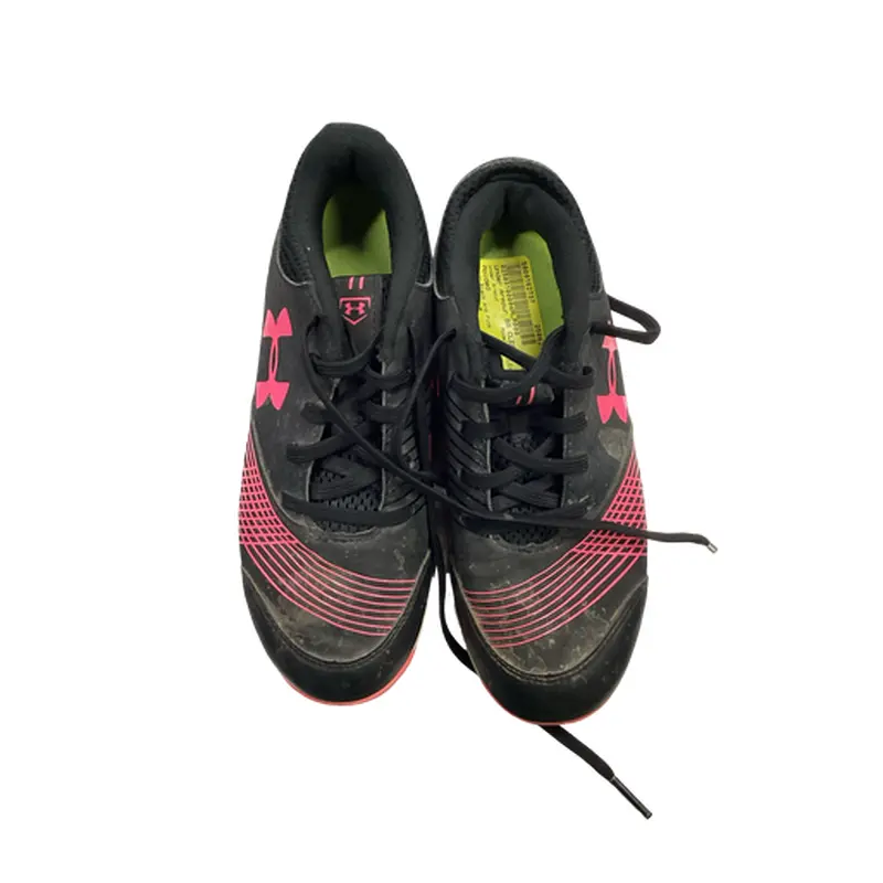 Used Under Armour BB CLEATS BB/SB Cleats Black And Pink Junior 01.5 11613-S000162737
