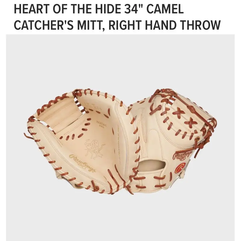 New Rawlings Heart of the Hide 34" Right Hand Throw Catcher's Mitt