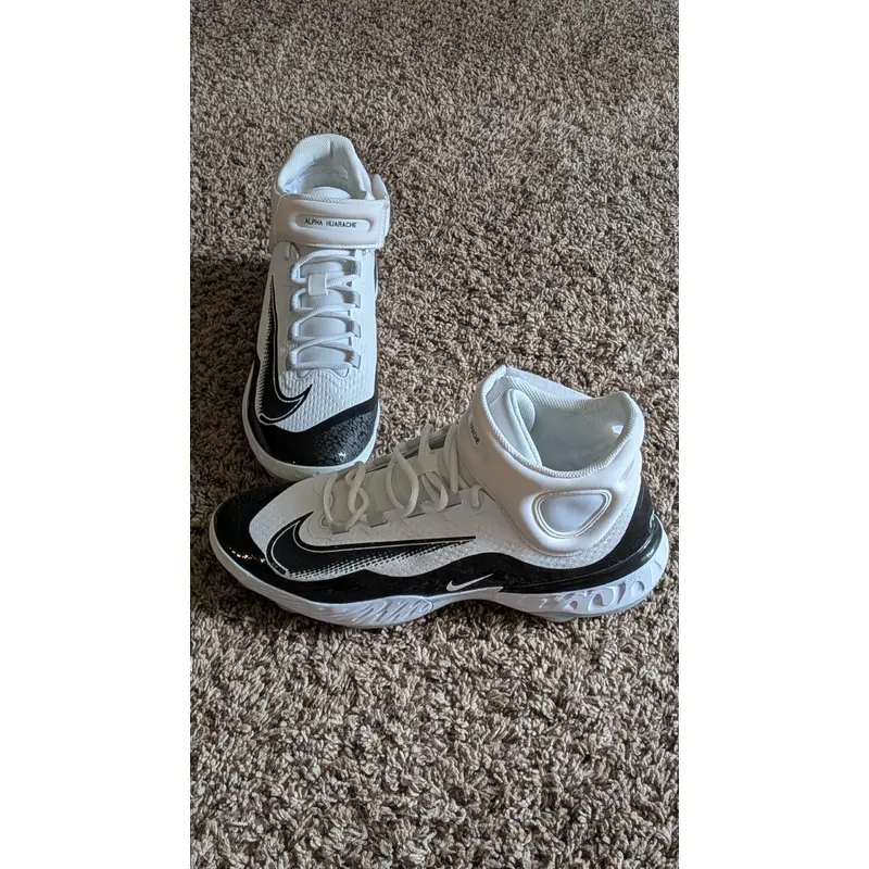 Nike Alpha Huarache Elite 4 Mid Baseball Cleats Size 14 Men's Black & White