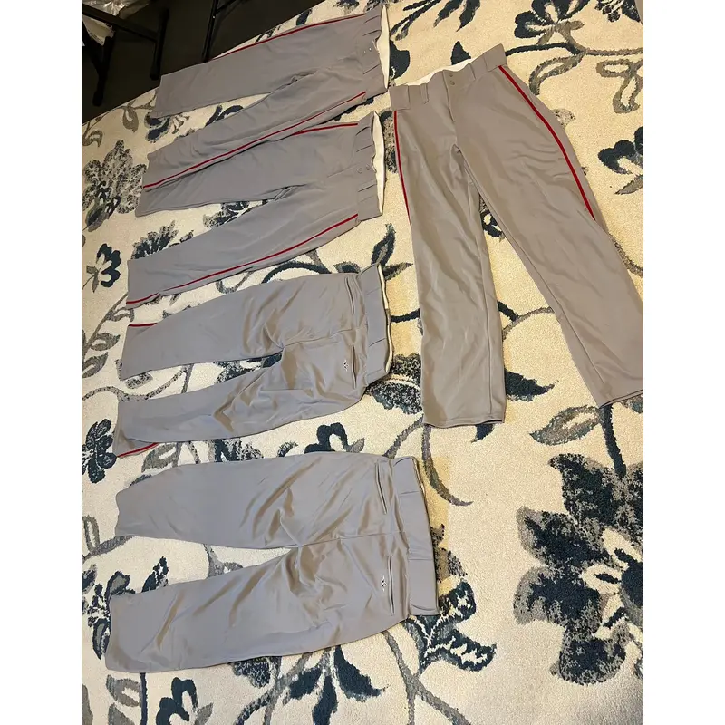 4 New pairs of gray  baseball pants - Adult Small