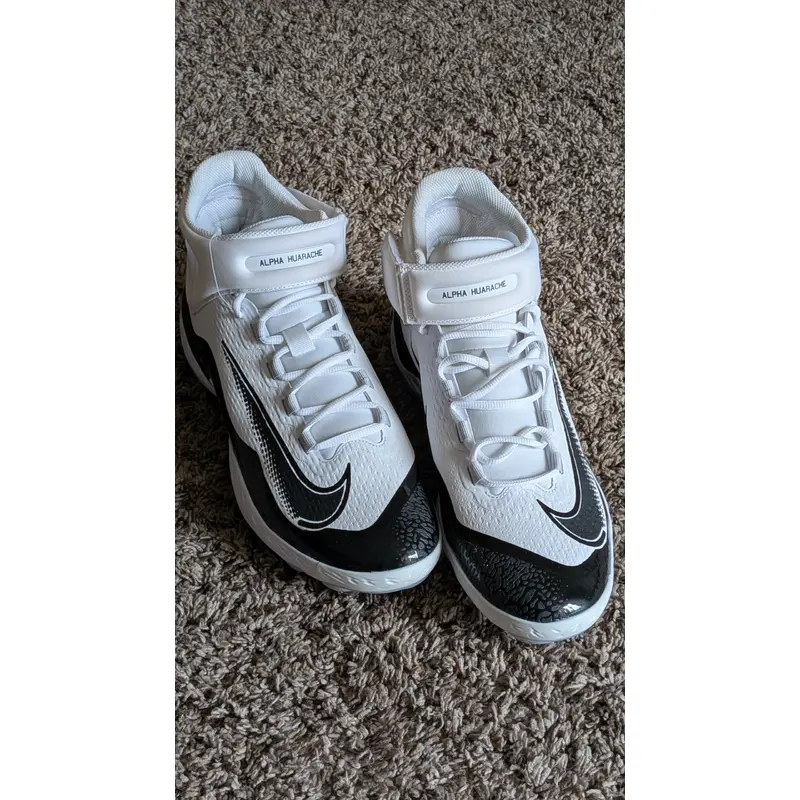 Nike Alpha Huarache Elite 4 Mid Baseball Cleats  Size 14 Men's Black & White -
