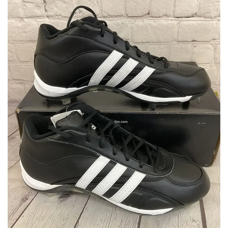 Adidas Excelsior 5 Mid Men's Baseball Cleats Black White Metallic Silver US 10.5