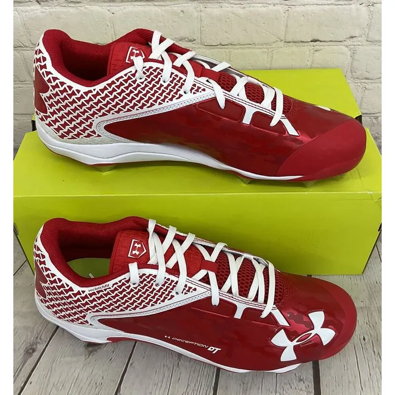 Under Armour 1264165-611 Deception Low DT Men's Baseball Cleats Red White US 11