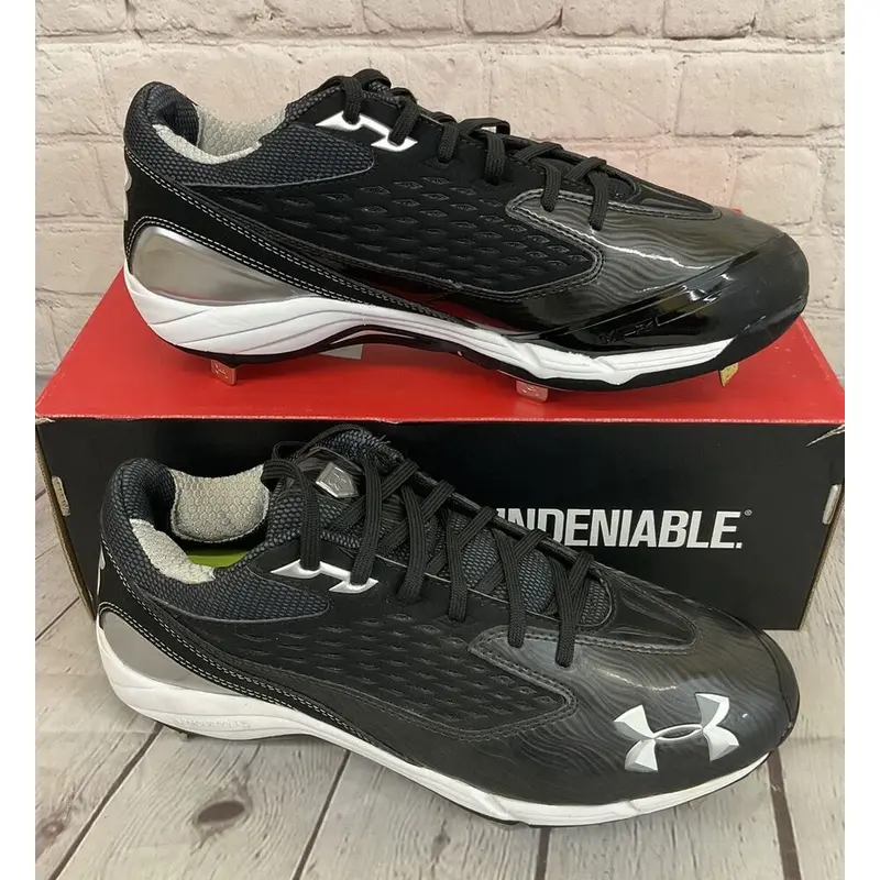 Under Armour Natural II Low Men's Metal Baseball Cleats Black White US Size 13