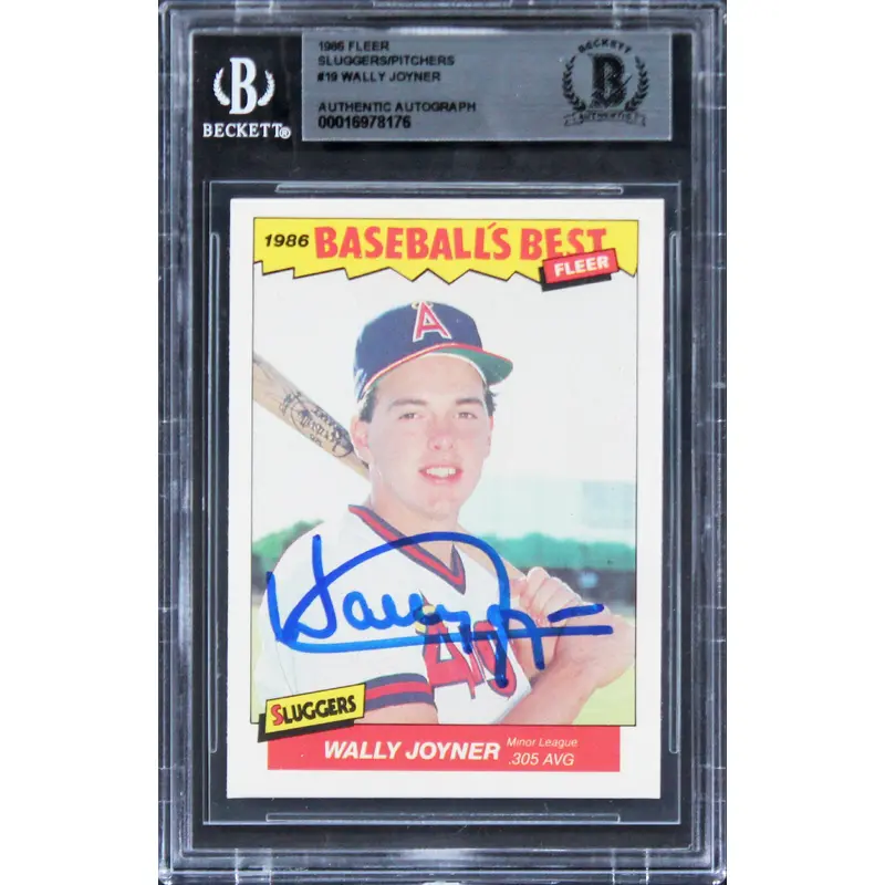 Angels Wally Joyner Signed 1986 Fleer Sluggers/Pitchers #19 Rookie Card BAS Slab
