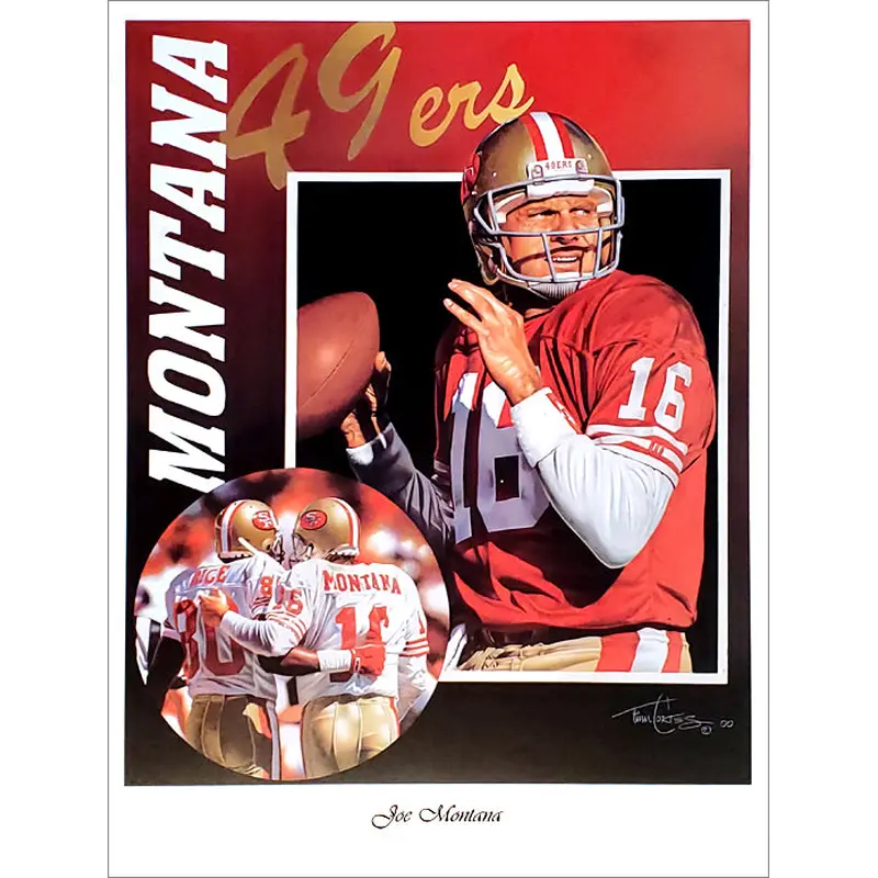 Joe Montana "Glory Days" San Francisco 49ers Premium Art Poster Print by Tim Cortes