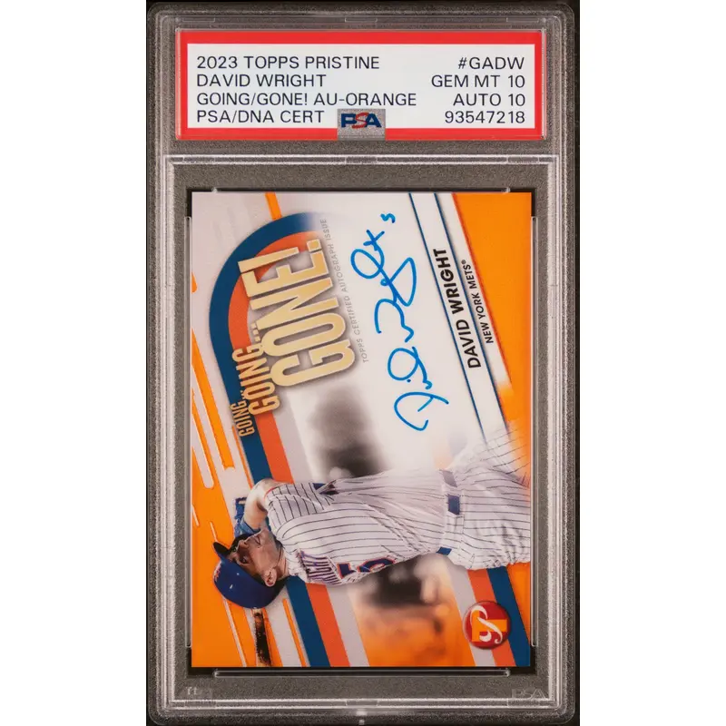 David Wright 2023 Topps Pristine Going Going Gone Orange Auto #3/25 PSA 10 Auto 10