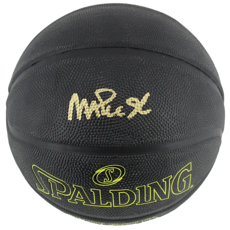 Lakers Magic Johnson Authentic Signed in Gold Spalding Black Basketball BAS
