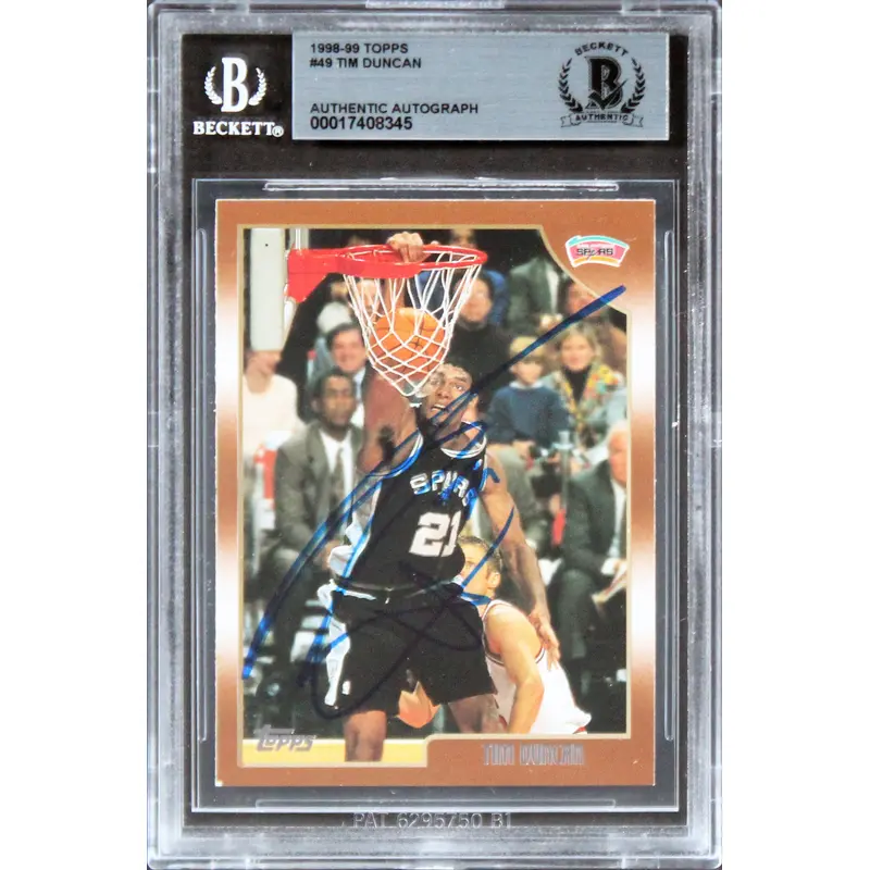 Spurs Tim Duncan Authentic Signed 1998 Topps #49 Card Autographed BAS Slabbed
