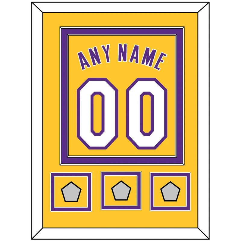 Los Angeles Name & Number With 3 Trophy Patches - Home Yellow (1999-2018) - Double Mat 2