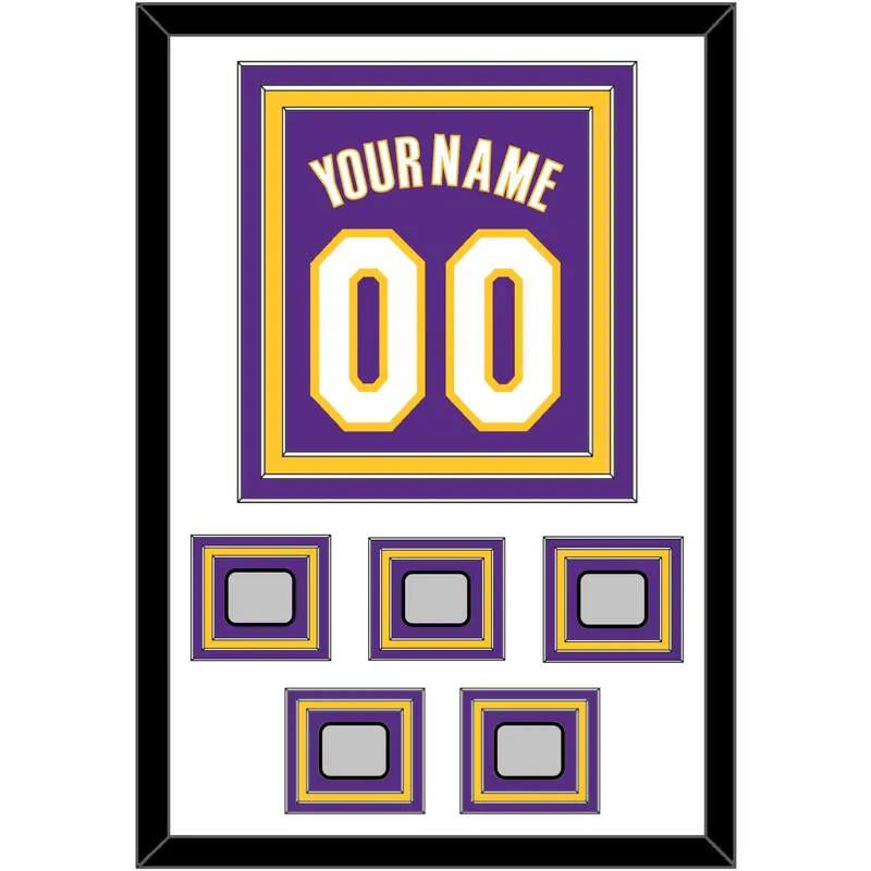 Los Angeles Name & Number With 5 Finals Patches - Road Purple (1999-2004) - Triple Mat 2