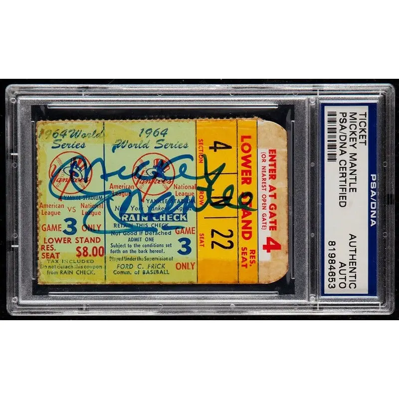 Rare Mickey Mantle Signed Original 1964 World Series Ticket PSA DNA COA