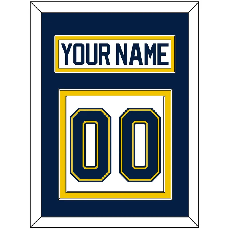 Michigan Hockey Nameplate & Number (Back) - Home White (2021-2023) - Double Mat 3