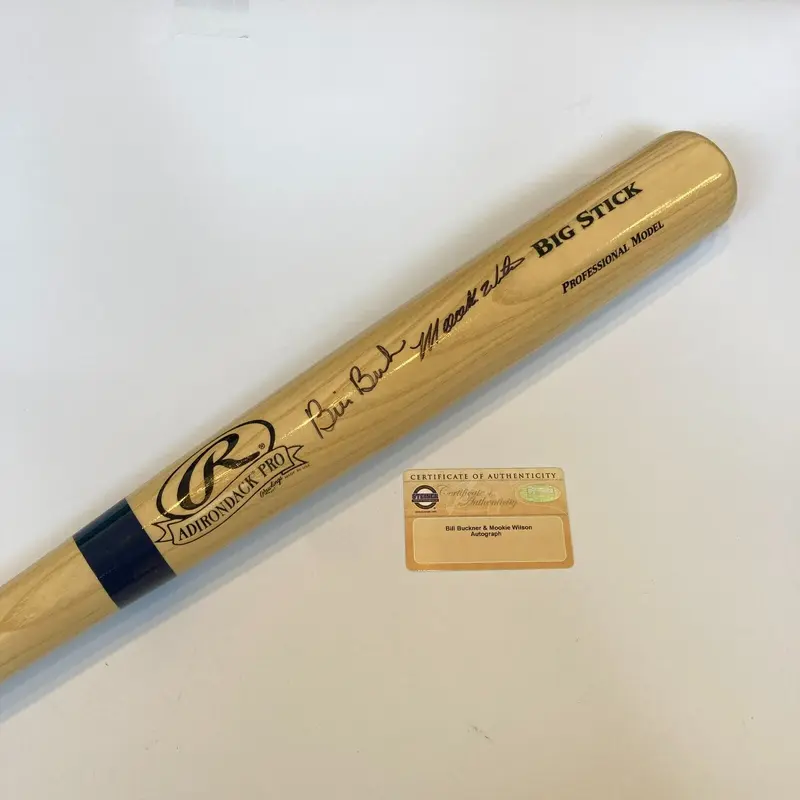 Mookie Wilson & Bill Buckner Signed Rawlings Baseball Bat Steiner COA