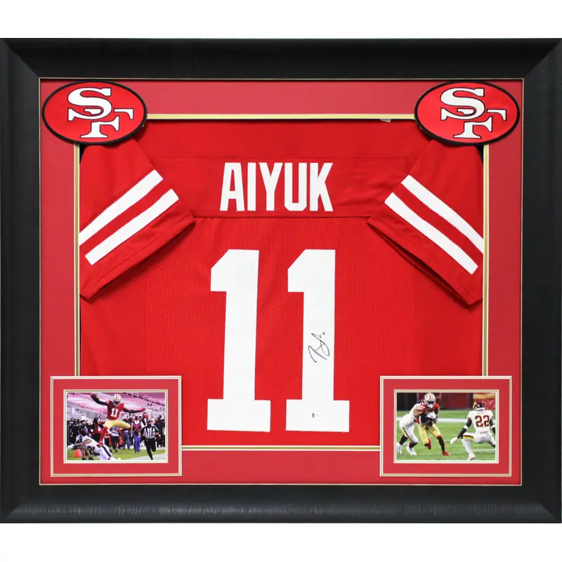 Brandon Aiyuk Authentic Signed Red Pro Style Framed Jersey Autographed BAS Wit