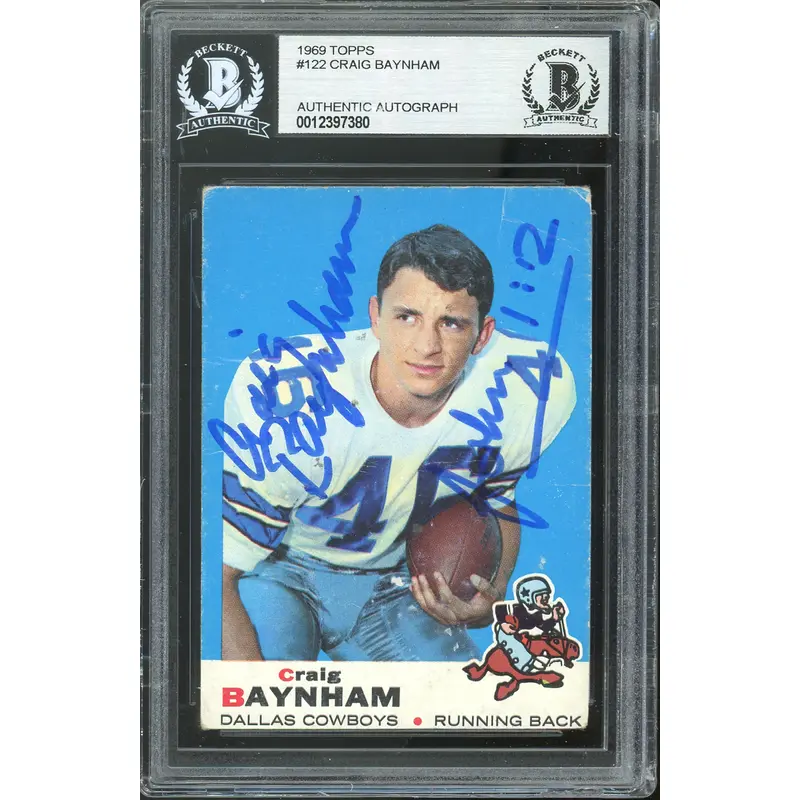 Cowboys Craig Baynham Authentic Signed 1969 Topps #122 Card BAS Slabbed