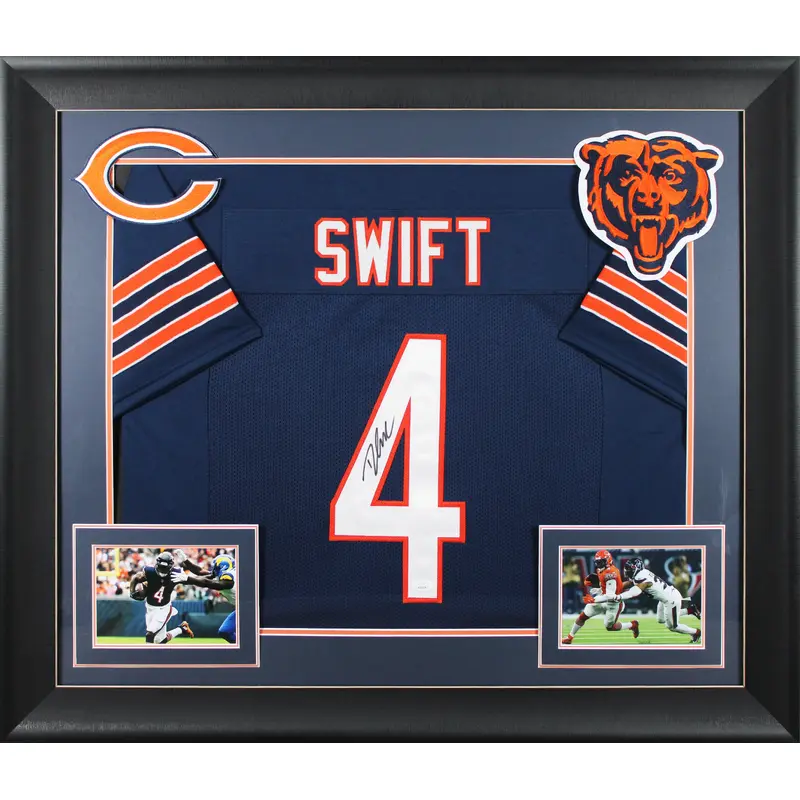 D'Andre Swift Authentic Signed Navy Blue Pro Style Framed Jersey JSA
