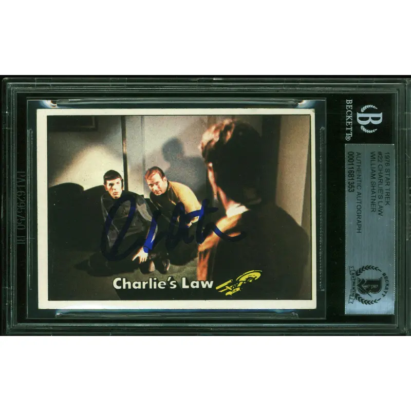 William Shatner Signed 1976 Star Trek #22 Charlie's Law Auto Card BAS Slabbed