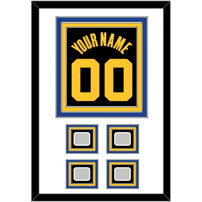 Golden State Name & Number With 4 Champions Patches - Black City (2021-2022) - Triple Mat 1
