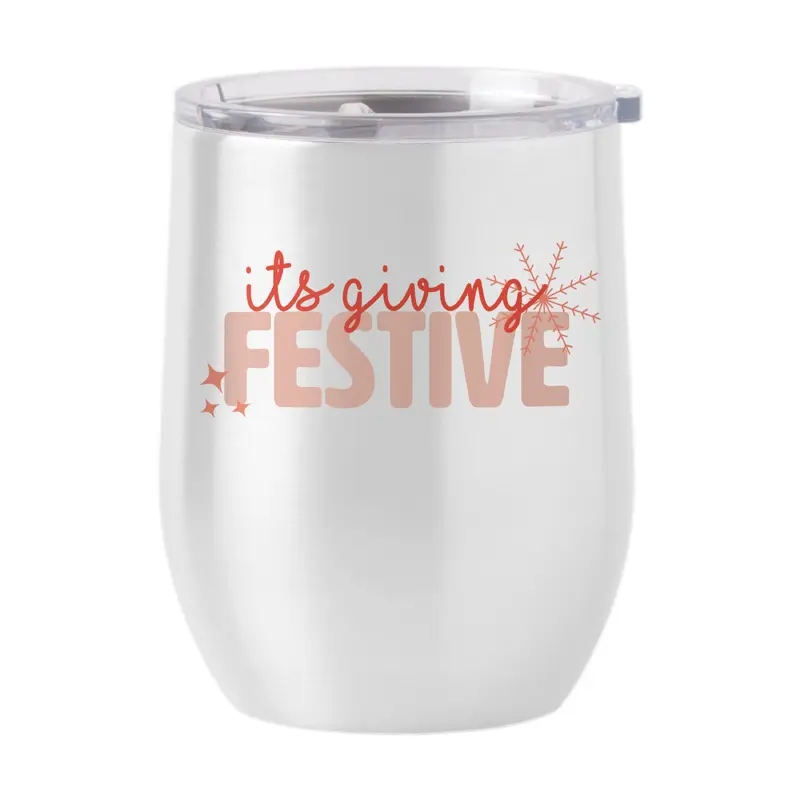 Christmas Festive 16oz Stainless Curved Beverage