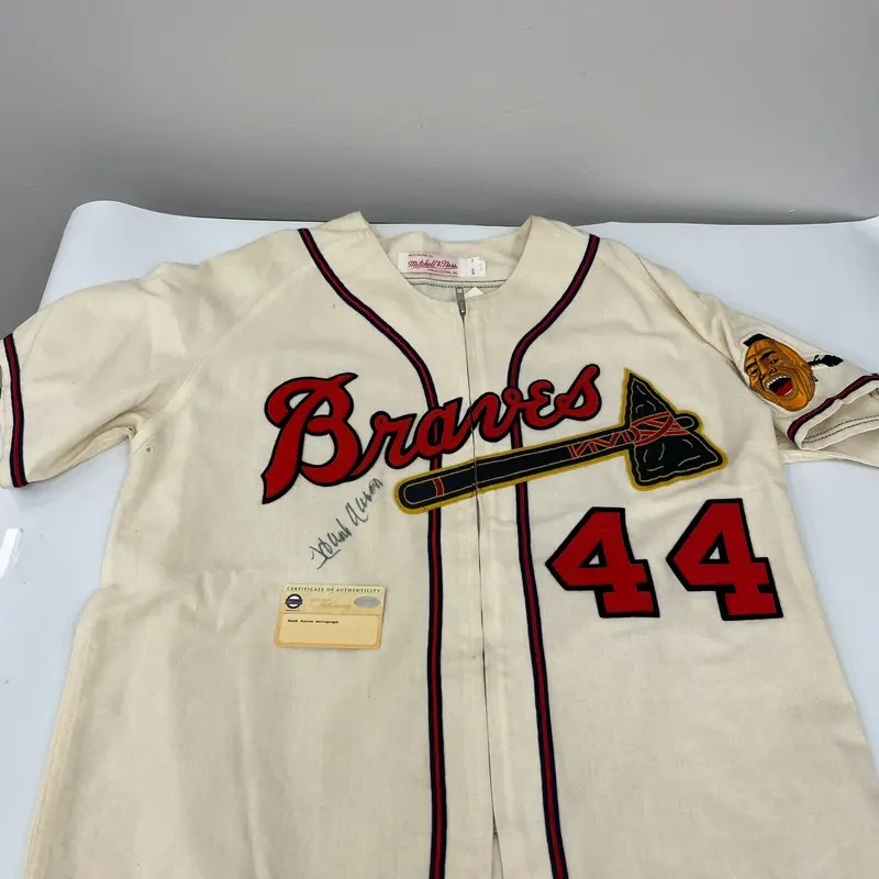 Hank Aaron Signed Authentic Mitchell & Ness Milwaukee Braves Jersey Steiner COA