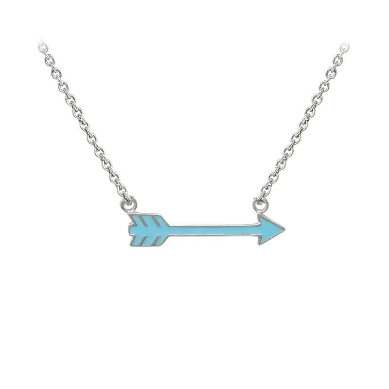 Turquoise Arrow (Enamel) Sterling Silver Dainty Necklace