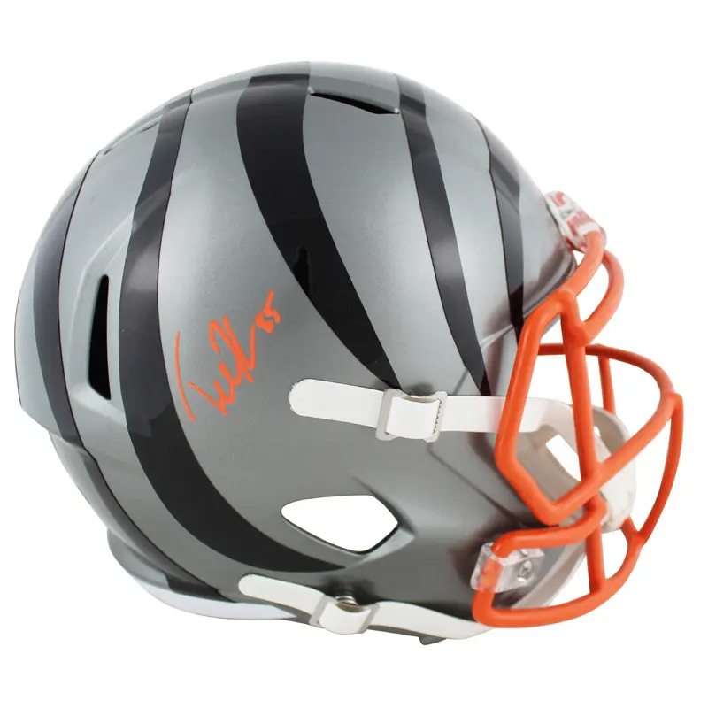 Bengals Tee Higgins Signed Flash Full Size Speed Rep Helmet BAS Witnessed