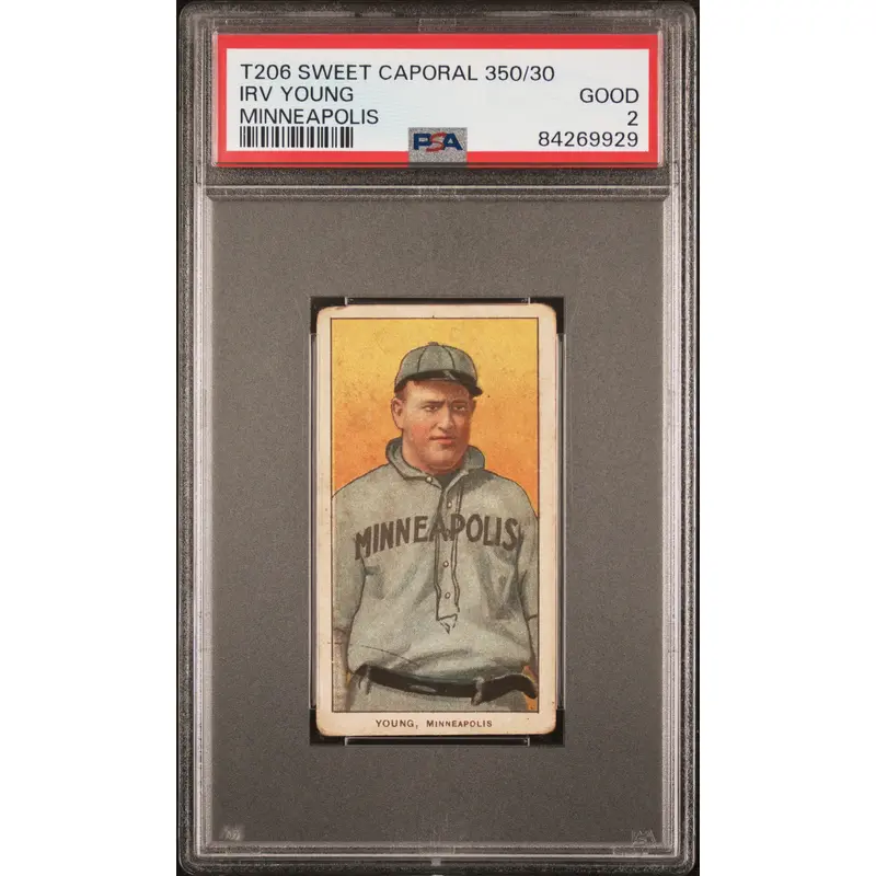 Irv Young 1909-11 T206 Sweet Caporal 350/30 Minneapolis PSA 2 Good