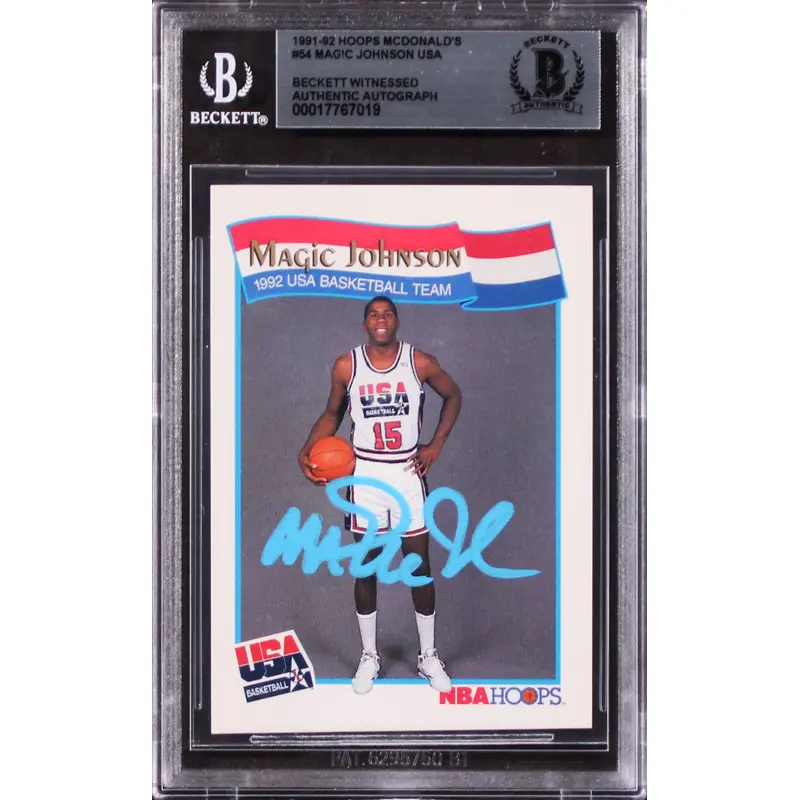 Lakers Magic Johnson Authentic Signed 1991 Hoops McDonald's #54 Card BAS Slabbed