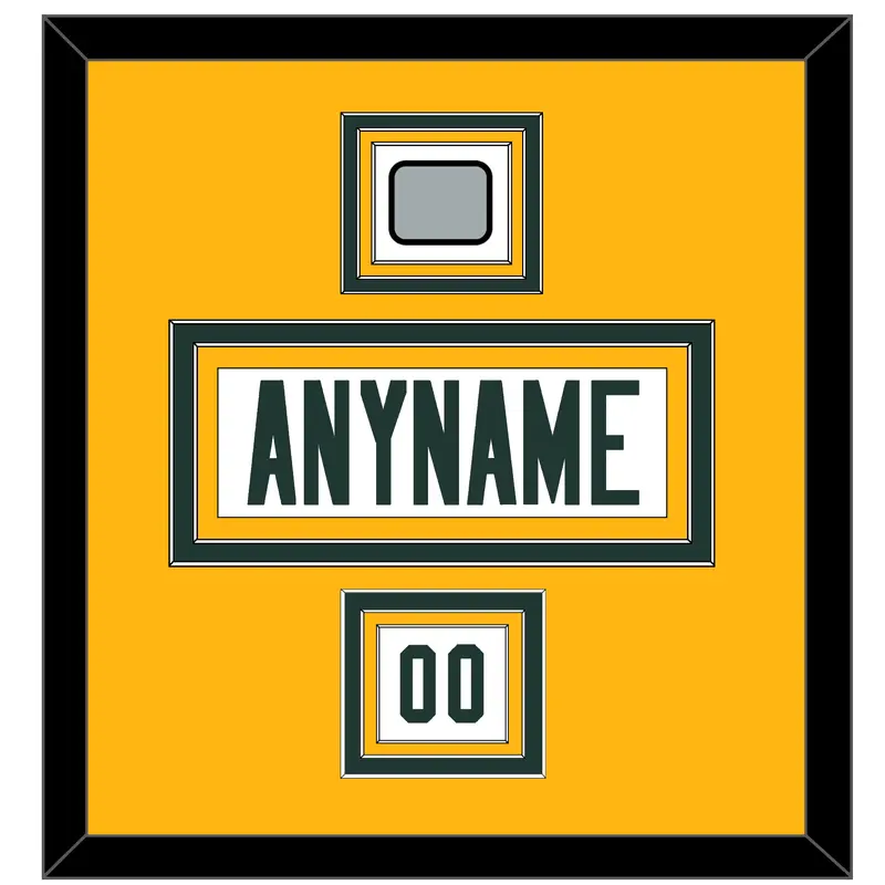 Green Bay Nameplate, Number (Shoulder) & Super Bowl Jersey Patch - Road White - Triple Mat 3