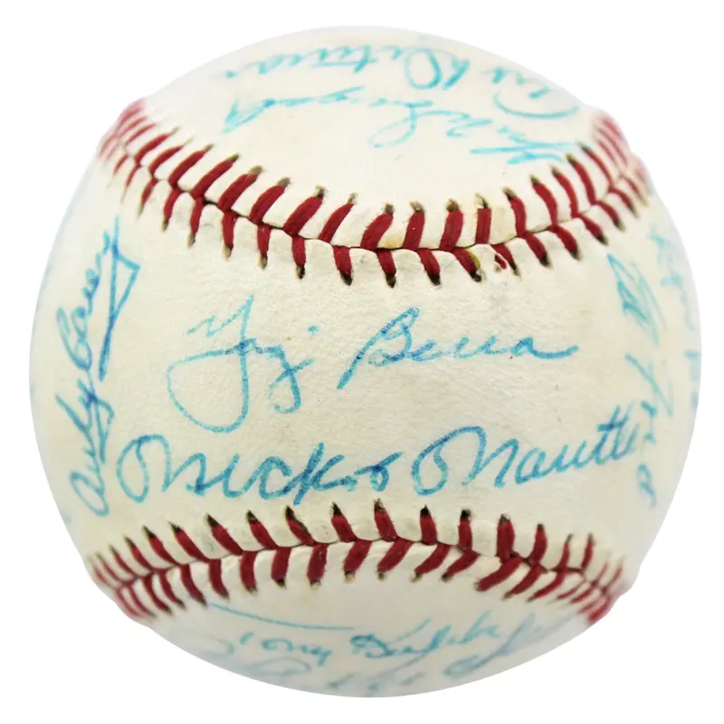 1958 Yankees Ws Champs (24) Berra, Slaughter, Larsen Signed Baseball PSA V02237