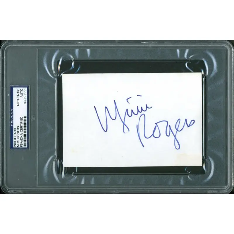 Mimi Rogers Authentic Signed 4X6 Index Card Autographed PSA/DNA Slabbed