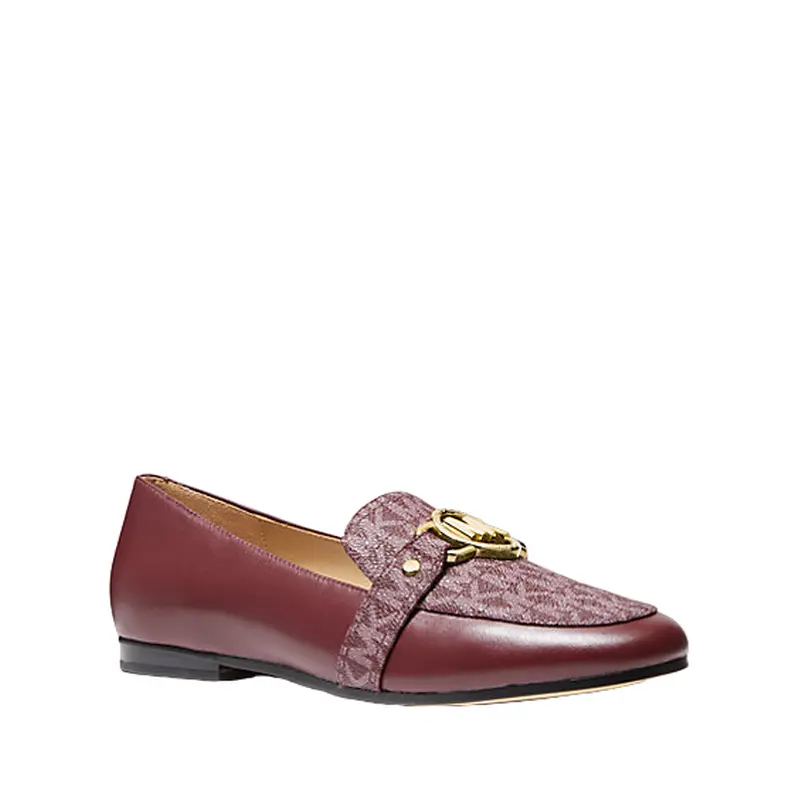 MICHAEL KORS WOMEN FLATS BURGUNDY RORY LOAFER SIZES 6-8.5 , 40F2ROFP1L MERLOT