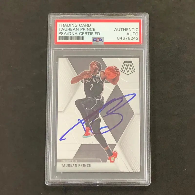 2019-20 Panini Mosaic #61 Taurean Prince Signed Card PSA Slabbed Nets
