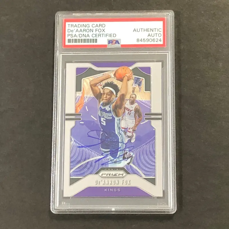 2019-20 Panini Prizm #120 De'Aaron Fox Signed Auto PSA Slabbed Kings
