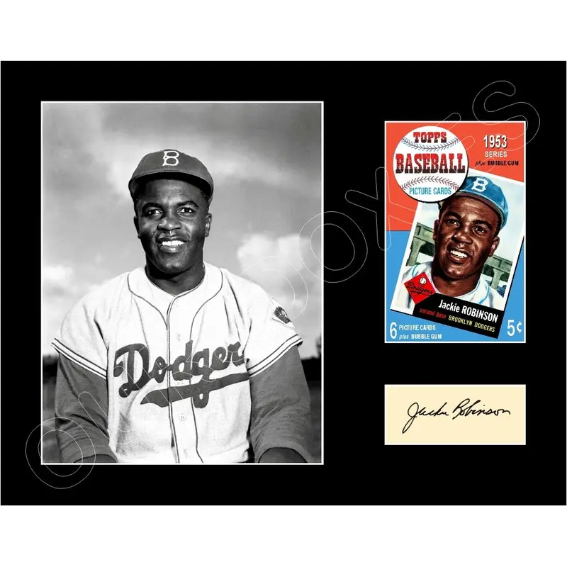 Jackie Robinson 1953 Topps Matted Photo Display 11X14 - Brooklyn Dodgers - 1597