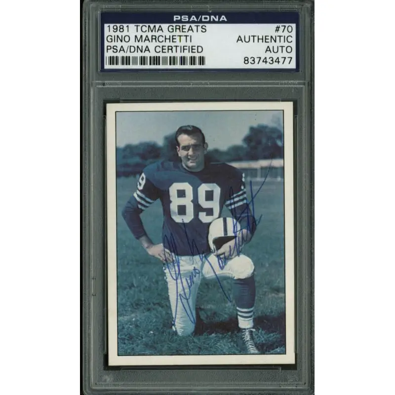Colts Gino Marchetti Authentic Signed Card 1981 Tcma Greats #70 PSA/DNA Slabbed
