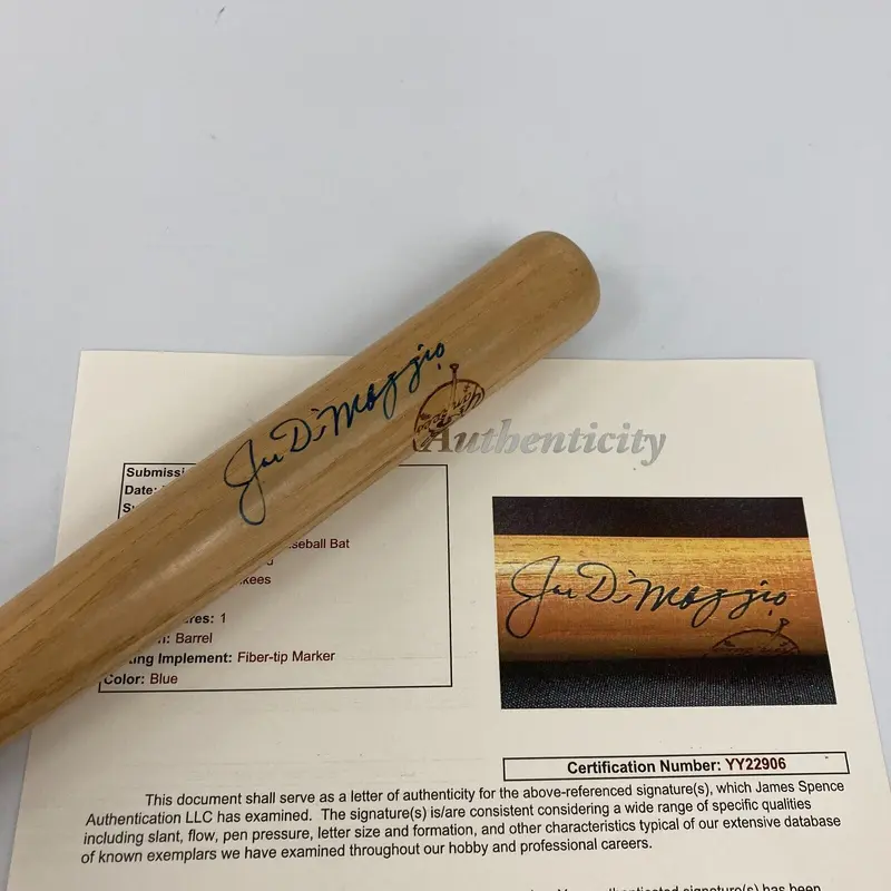 Joe DiMaggio Signed New York Yankees Mini Baseball Bat JSA COA