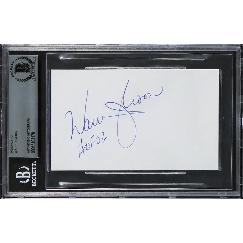 Oilers Warren Moon "HOF 06" Authentic Signed 3x5 Index Card BAS Slabbed