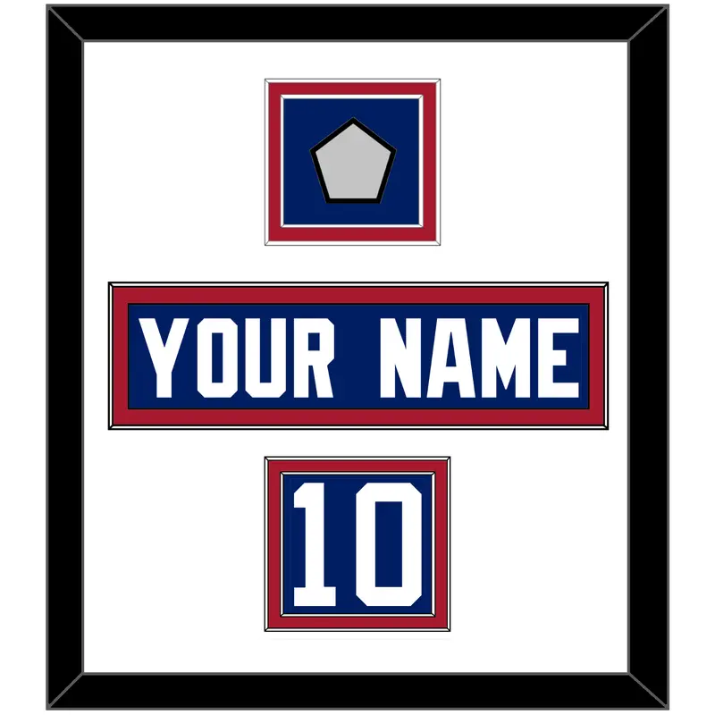 New York Nameplate, Number (Shoulder) & Super Bowl Jersey Patch - Home Blue - Double Mat 1